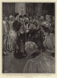 Los Huéspedes Reales procediendo de la Biblioteca al Guildhall